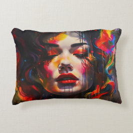 Fold Surreal Porträtt Prydnadskudde