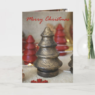 Folded Aged Gold Tree Christmas Card Kort