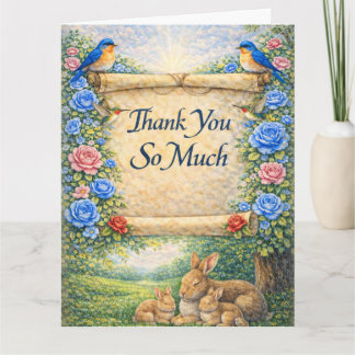 Folded Floral Thank You Card with Scripture Tack Kort