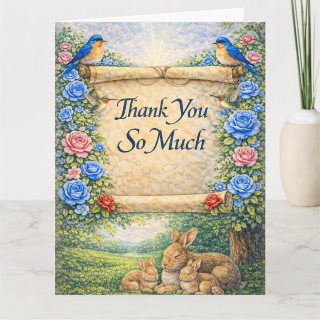 Folded Floral Thank You Card with Scripture Tack Kort (Framsida)
