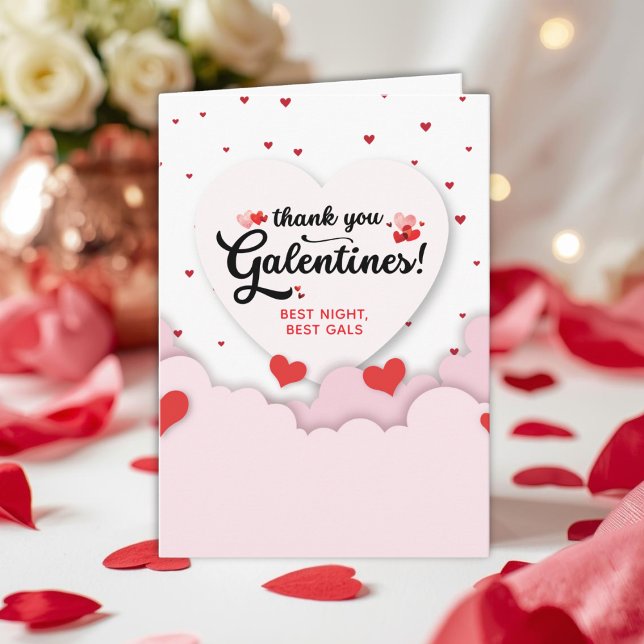 Folded Galentine's  Tack Kort (Galentines Thank You Card for your besties.)