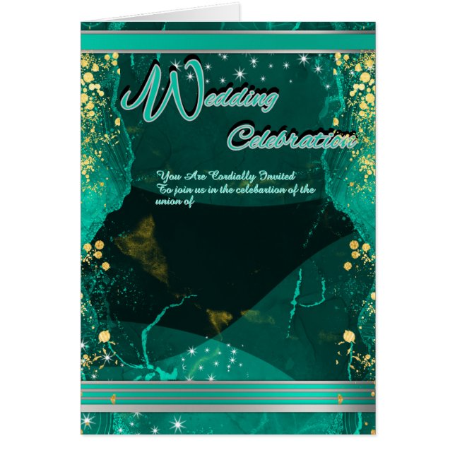 Folded Green & Gold Marble Card Hälsningskort (Framsidan)