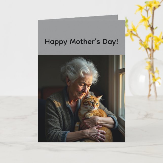 Folded Greeting Card for Mother's Day Kort (Gul blomma)