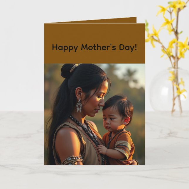 Folded Greeting Card for Mother's Day Kort (Gul blomma)