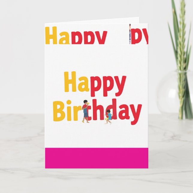 Folded Greeting Card HAPPY BIRTHDAY  Kort (Framsida)