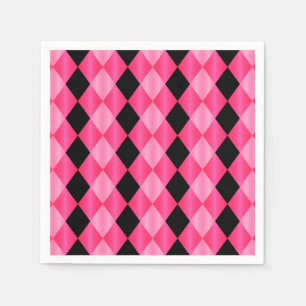 Folded Harlequin, Rosa-Black-PAPPRA PARTY NAPKINS Pappersservett