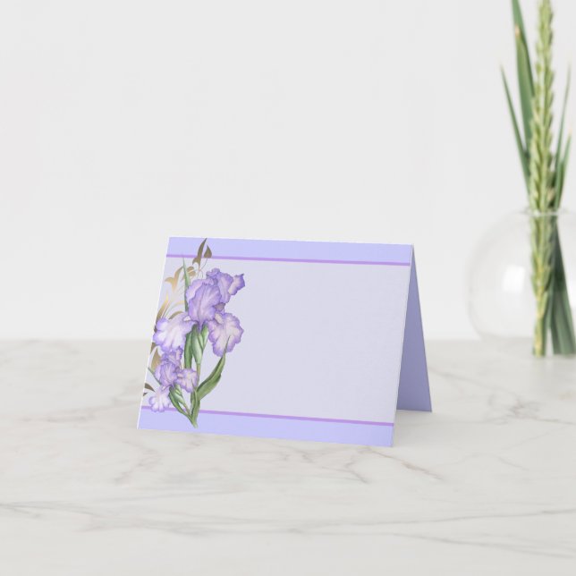 Folded Iris Note Card-Purple Irises-Small Anteckningskort (Framsida)