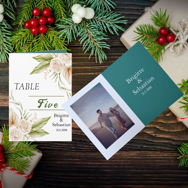 Folded Pampas Wedding Table Number Inbjudan (Skapare uppladdad)