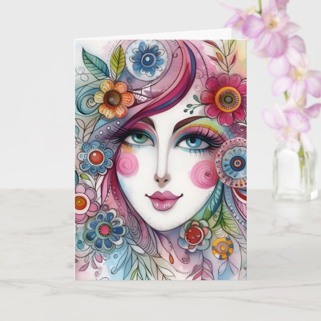 Folded Whimsical Card Kort (Orkide)