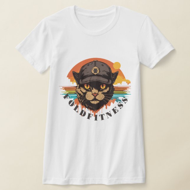 FoldFitness: Purrfectly Retro T Shirt (Laydown)