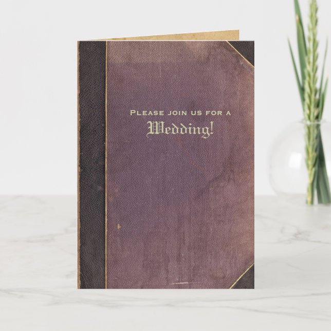 Folding Vintage Lila Bok Foto Bröllopsinbjudan Inbjudan (Framsida)