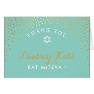 FOLED TACK bat mitzvah guld-KONetti MINT OBS Kort