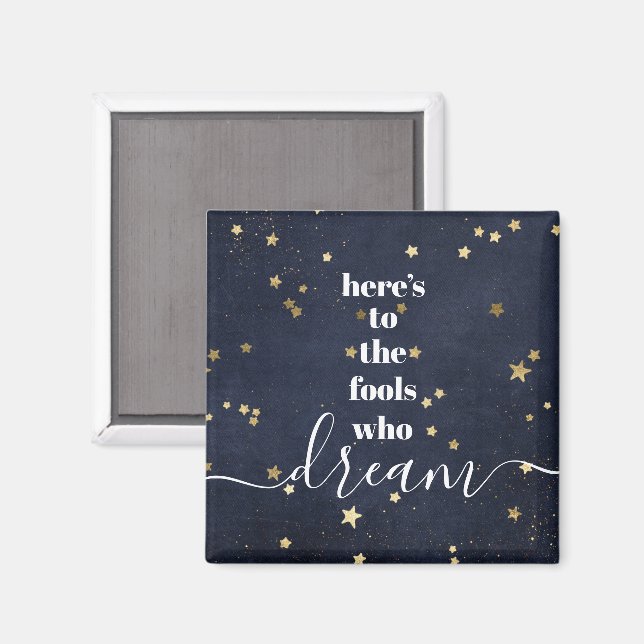 "Foler som drömmer" Citat Typography Guld Stars Na Magnet (Front/Back)