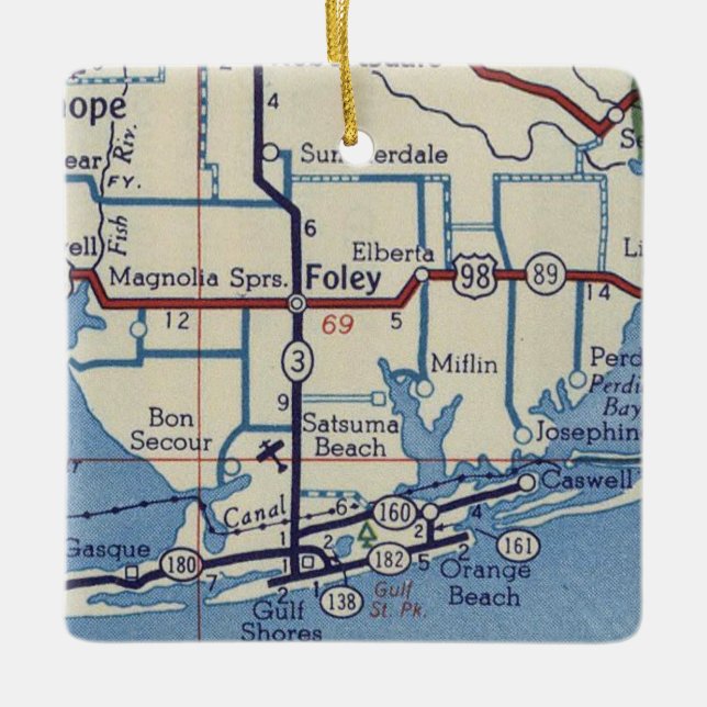 Foley AL Vintage Karta Julgransprydnad Keramik (Framsida)