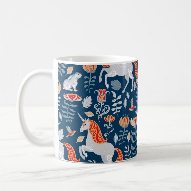 Folfantasy: Unicorns, Rabbits, Birds Kaffemugg (Vänster)