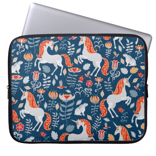 Folfantasy: Unicorns, Rabbits, Birds Laptop Fodral (Framsidan)
