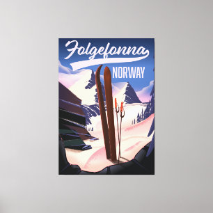 Folgefonna norge ski poster. canvastryck