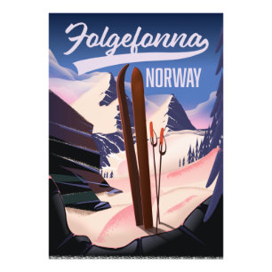 Folgefonna norge ski poster. fototryck