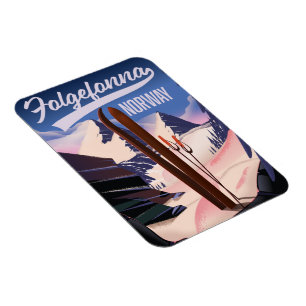Folgefonna norge ski poster. magnet