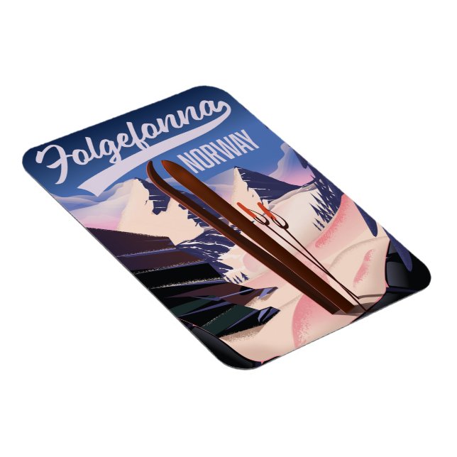 Folgefonna norge ski poster. magnet (Högersidan)