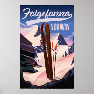 Folgefonna norge ski poster. poster