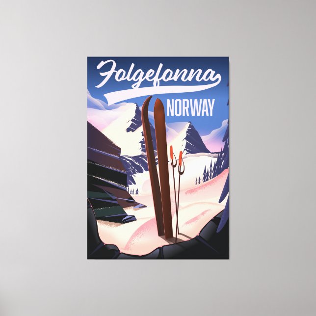 Folgefonna Norge skidposter. Canvastryck (Framsida)