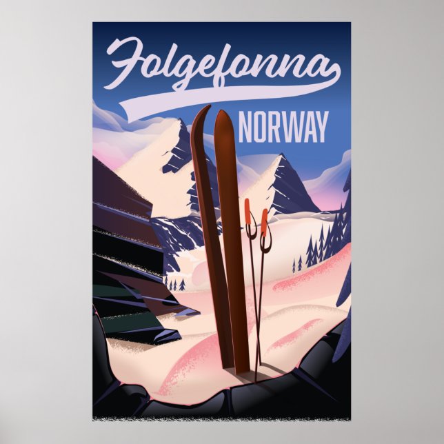 Folgefonna Norge skidposter. Poster (Framsidan)
