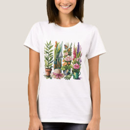 FOLIAGE AND FLORAL GARDENING THEME T SHIRT