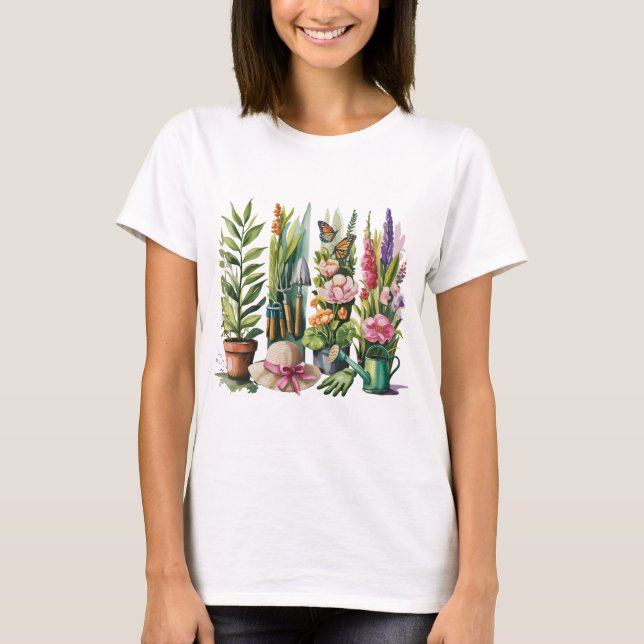 FOLIAGE AND FLORAL GARDENING THEME T SHIRT (Framsida)