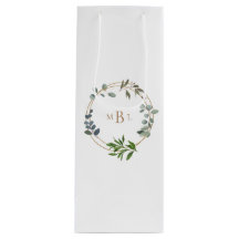 Foliage and Guld Monogram White Elegant II Bröllop