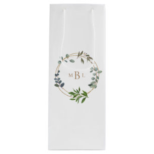 Foliage and Guld Monogram White Elegant II Bröllop