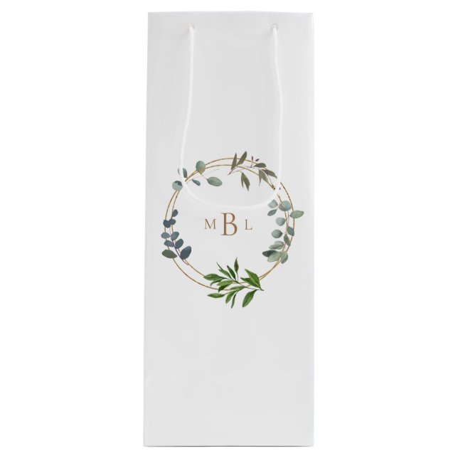 Foliage and Guld Monogram White Elegant II Bröllop (Framsidan)