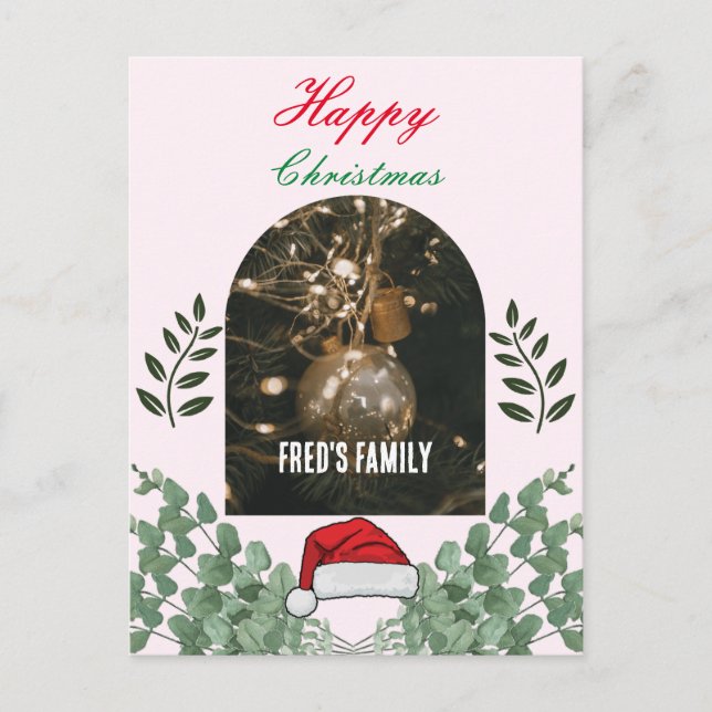 Foliage Arch-foto god jul rosa Vykort (Framsida)