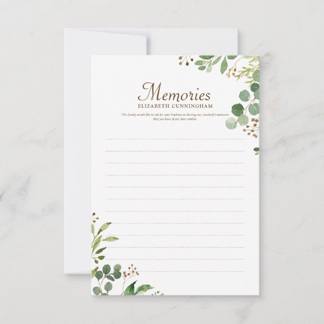Foliage Botanicals Memories Anpassningsbar Photo M OSA Kort (Framsida)
