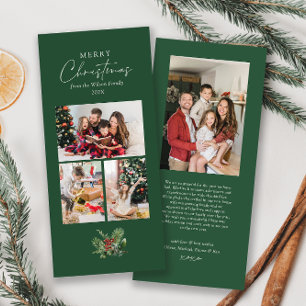 Foliage-familjfoto med enkel Grönt Julkort