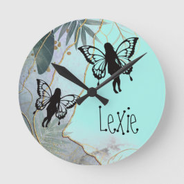 Foliage Fantasy-Älvor Rund Klocka