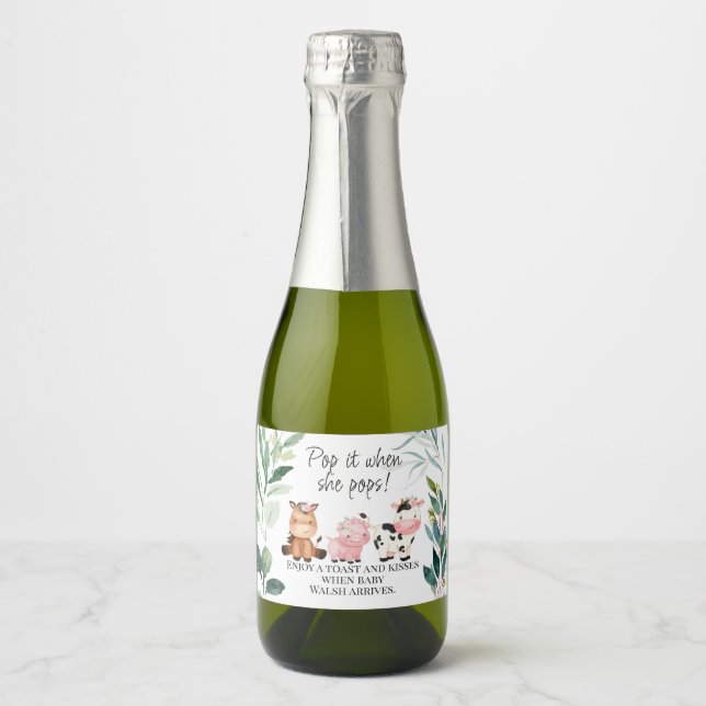 Foliage Farm Baby Shower Pop it mousserande Vin La (Framsida)