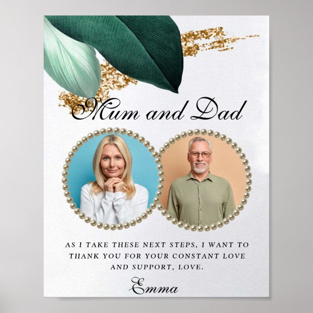 Foliage Glitter Parents of the Bride Gift Poster (Framsidan)