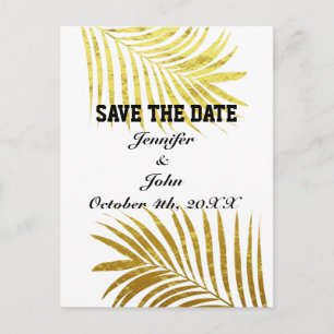 Foliage Gold Foil Löv handflatan Träd sparar datum Vykort