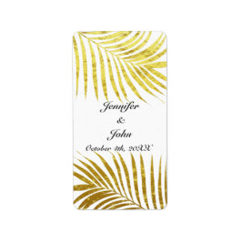 Foliage Gold Foil Löv handflatan White Adressetikett