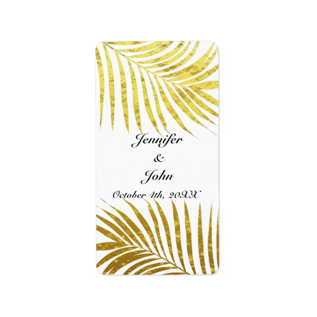 Foliage Gold Foil Löv handflatan White Adressetikett (Framsidan)