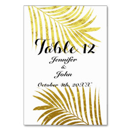 Foliage Gold Foil Löv handflatan White Bordsnummer