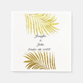 Foliage Gold Foil Löv handflatan White Pappersservett