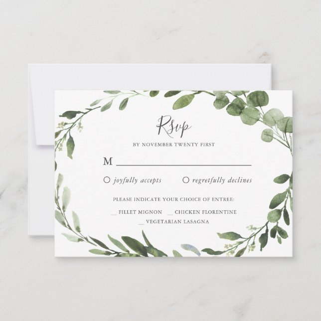 Foliage Greenery Bröllop OSA Card Inbjudningar (Framsida)