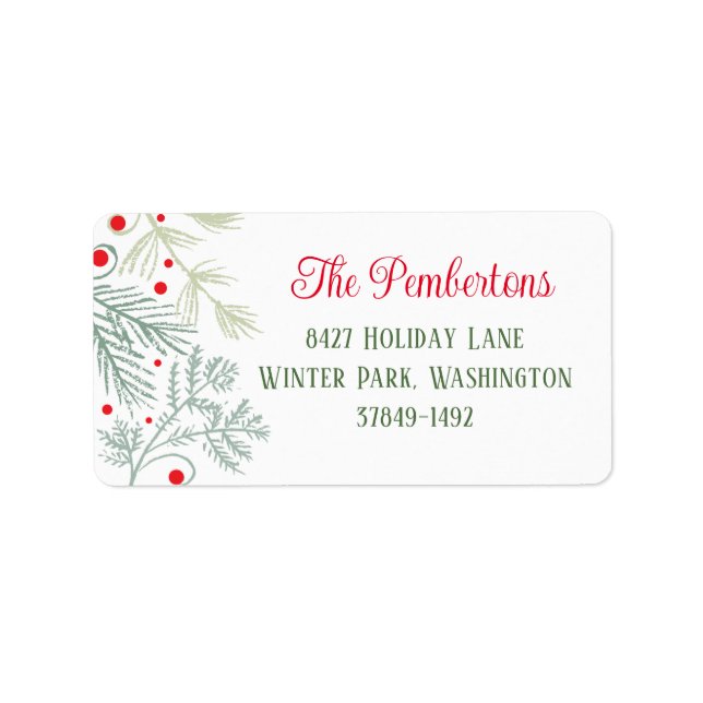 Foliage Greenery Helgdag Address Label Adressetikett (Framsidan)
