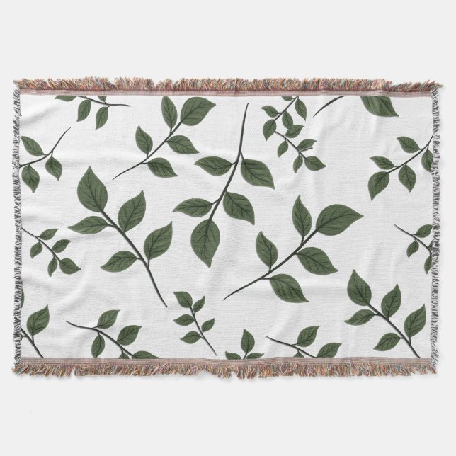 Foliage Grenar med Grönt Löv på White Filt (Framsidan)