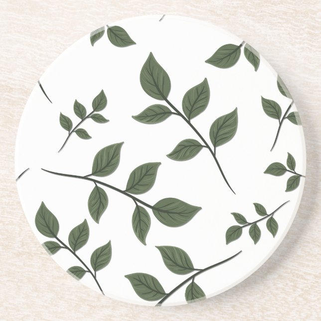 Foliage Grenar med Grönt Löv på White Underlägg (Framsidan)