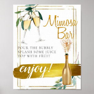 Foliage Guld Elegant Möhippa Brunch Mimosa Pub Sig Poster