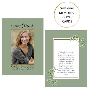 Foliage Guld ortodox Photo Memorial Prayer Card Placeringskort