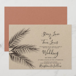 Foliage Hand plockade Earthy vid Tropical Handflat Inbjudningar